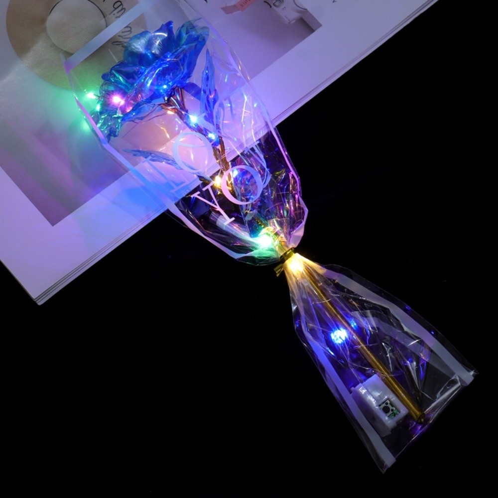 Photography Lighting Simulation - 光る金箔のバラの花LEDライト写真撮影用小道具模擬バラの花束カラフルな母の日のギフト