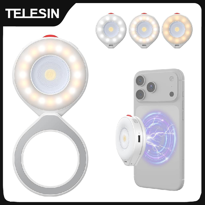 Photography Lighting Brand - TELESIN 磁気フラッシュライト スマートフォン写真撮影 ミニ自撮りライト 調整可能な明るさ Iphone