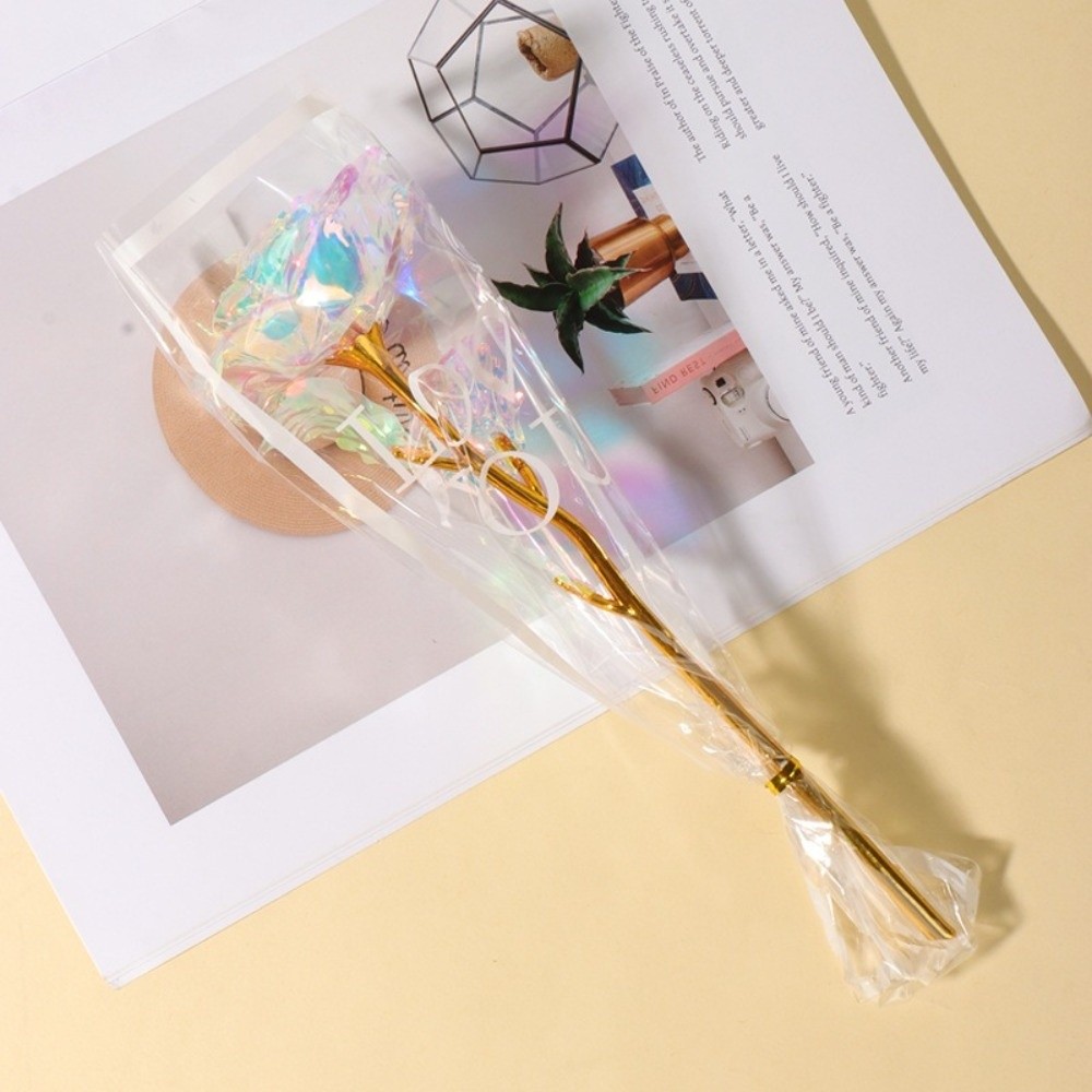 Photography Lighting Simulation - 光る金箔のバラの花 カラフルな写真撮影用小道具 模造バラのブーケ 母の日ギフト LEDライト