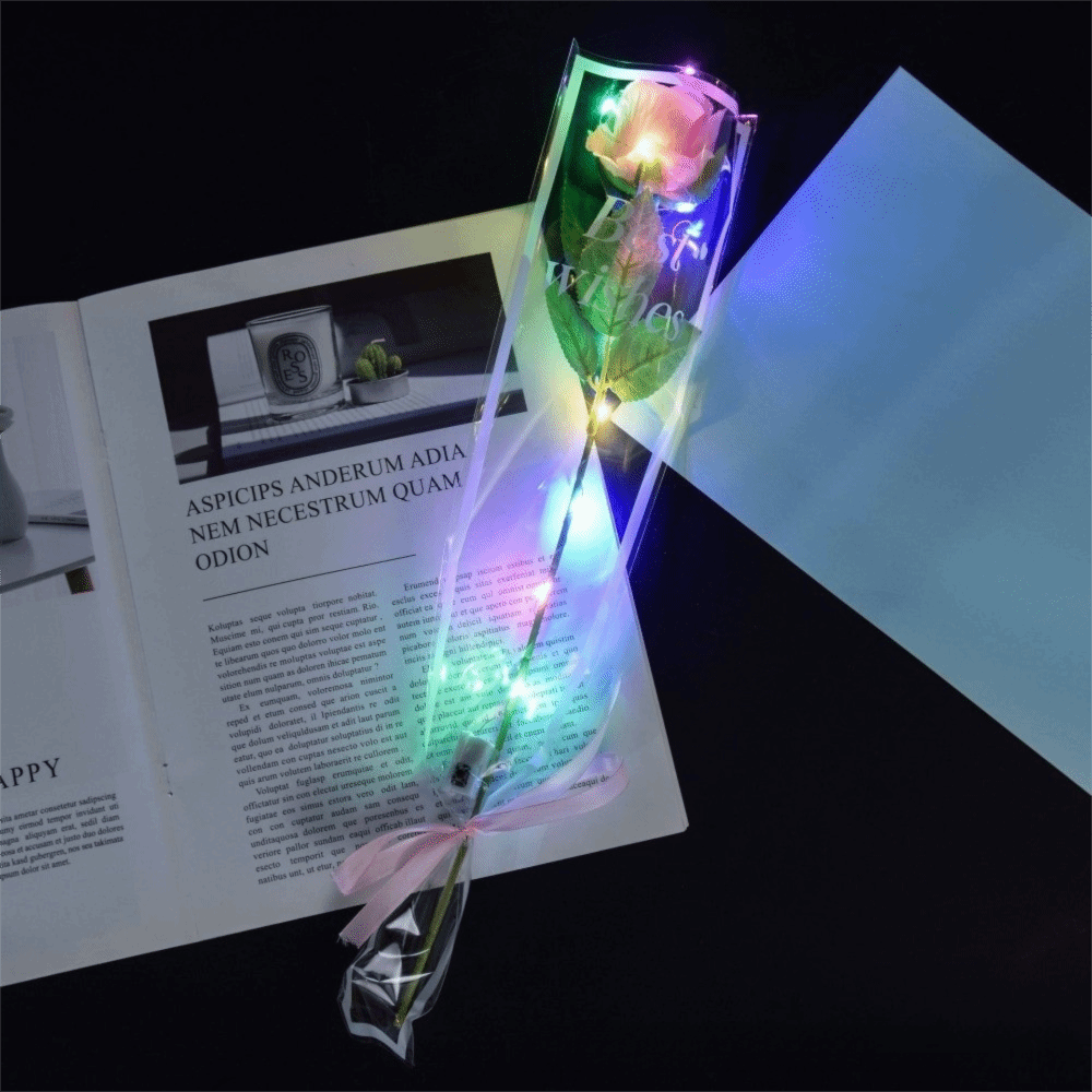 Photography Lighting Simulation - 光る人工バラの花 LED ライトカラフルな模擬バラの花束写真撮影小道具フェスティバルギフト結婚式の造花
