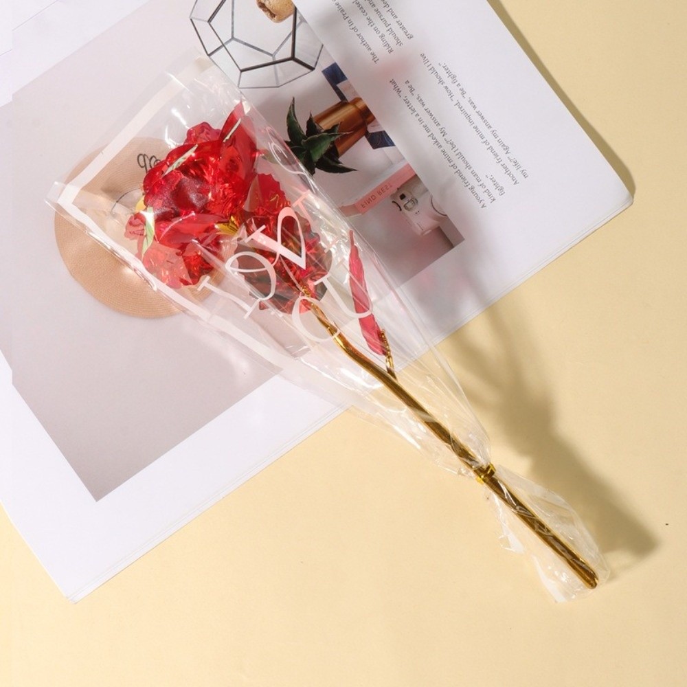 Photography Lighting Simulation - 輝く金箔のバラの花 カラフルな写真撮影用小道具 模造バラの花束 LEDライト 母の日のギフト