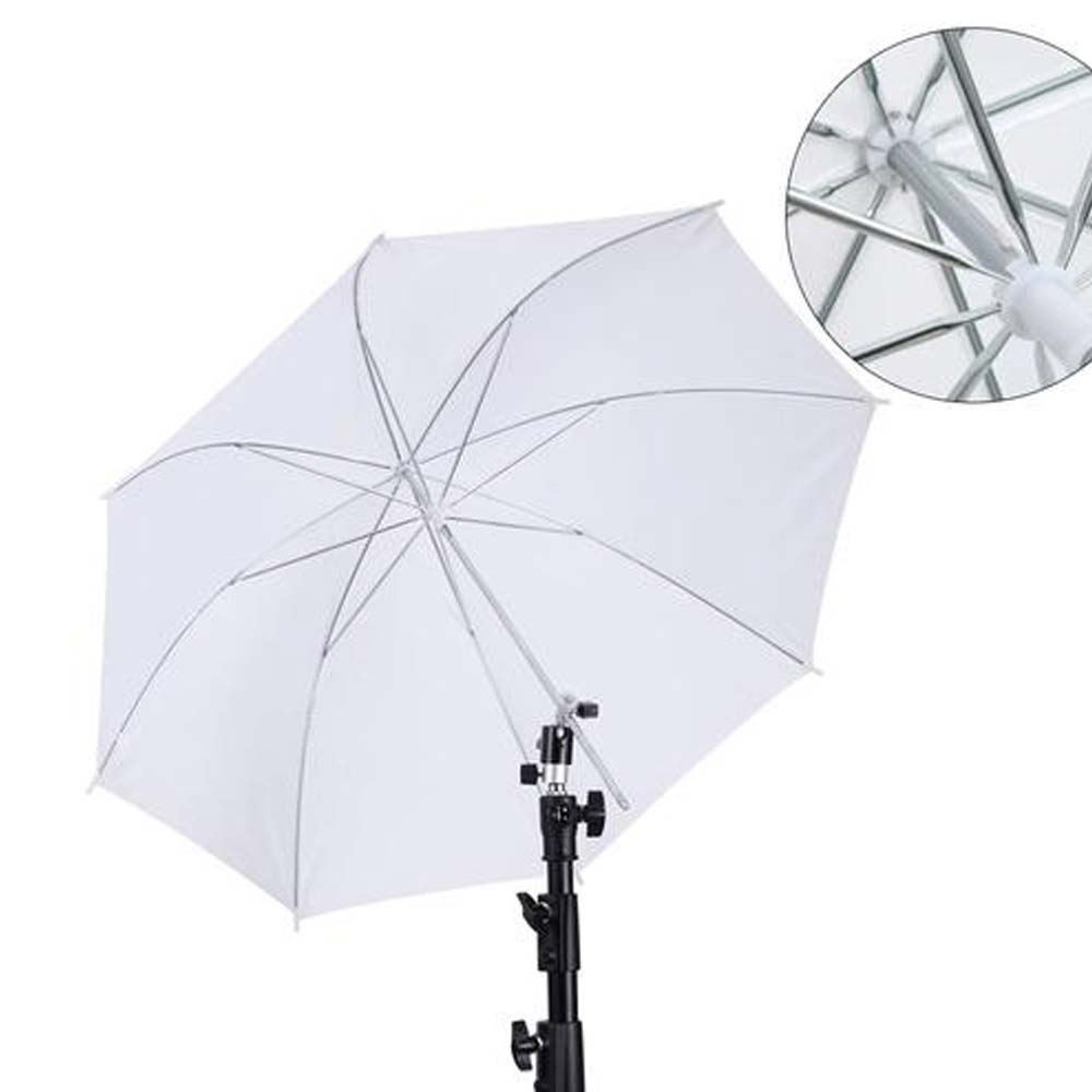 Photography Lighting Diffuser - 50cm/20インチ撮影用傘 金属ハンドル付き ホワイトソフト照明傘 ディフューザー 簡単設置 ライトクロス