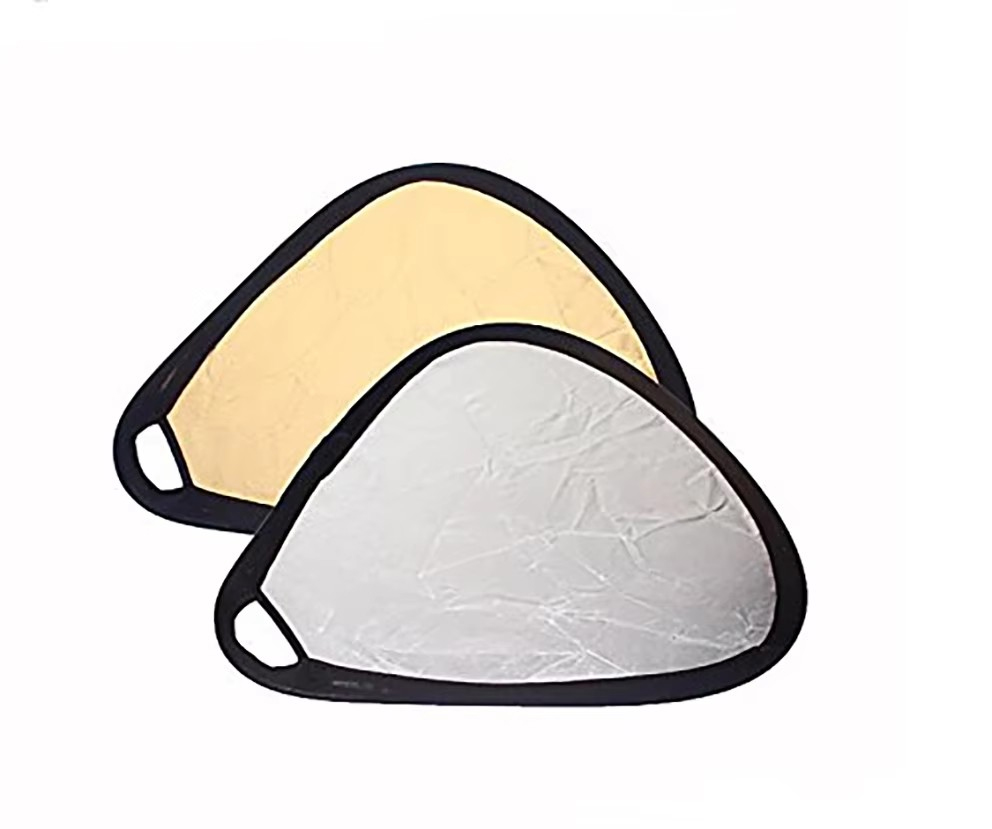 Photography Lighting Triangle - 12インチ 30cm 2-in-1 折りたたみ式マルチディスク写真撮影ポータブルハンドヘルド三角形ライトリフレクターシルバー/ゴールド