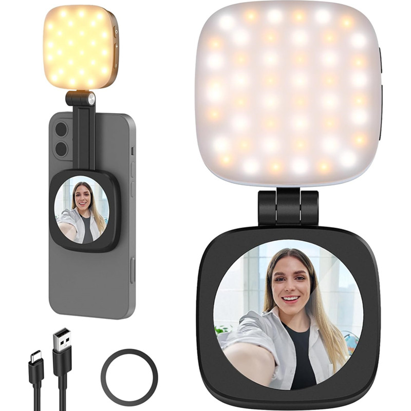 Photography Lighting Brand - Magsafe対応 iPhone用 2in1 折りたたみ式 マグネット式 スマホ自撮りライト