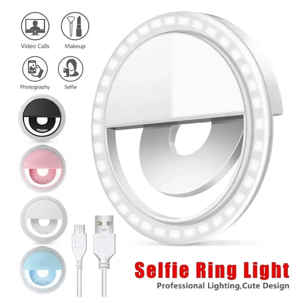 Photography Lighting Studio - LED Selfie リングライト携帯電話クリップオンランプポータブル USB 充電 LED