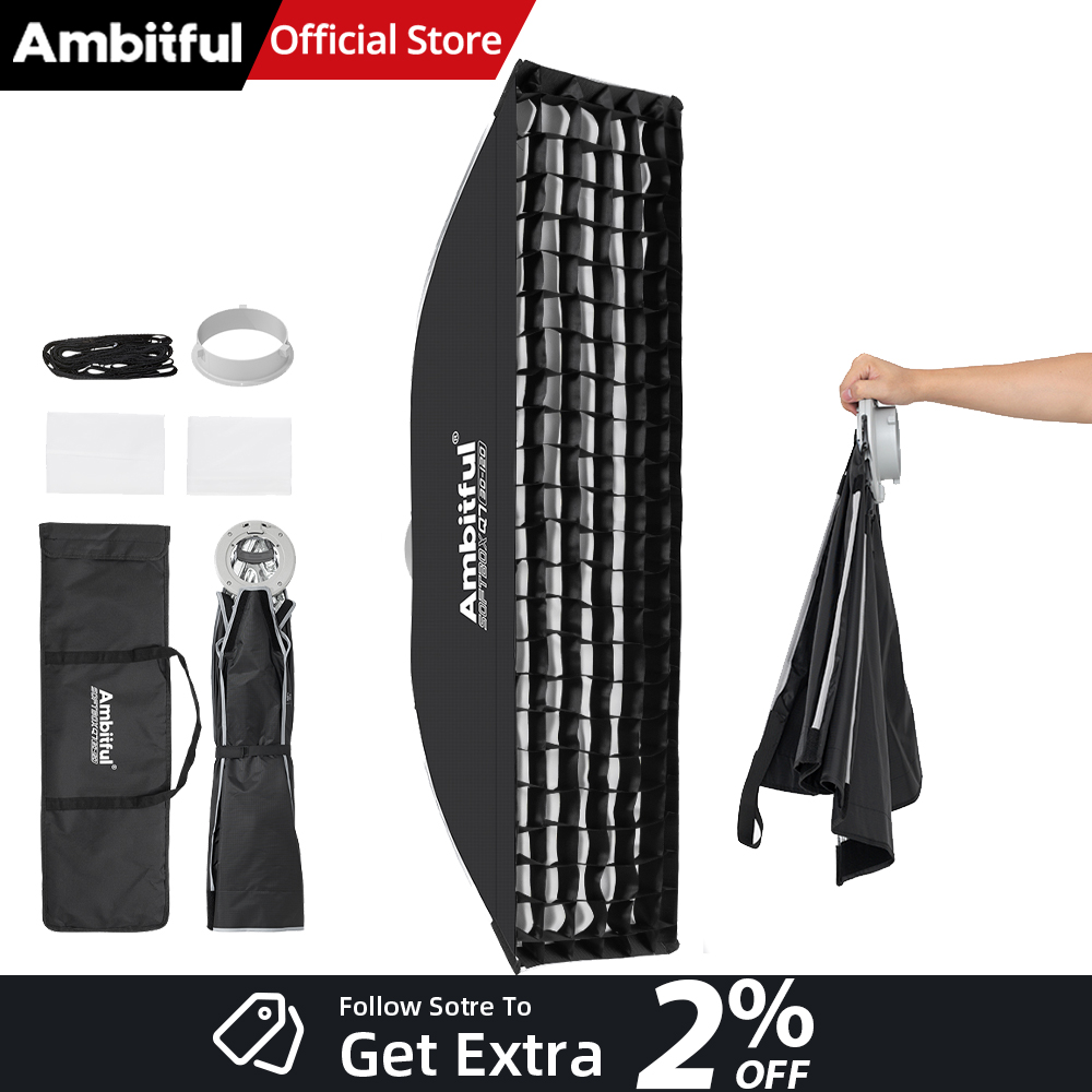 Photography Lighting Setup - AMBITFUL Q7-II 30*120cm ボーエンズマウント ストリップソフトボックス グリッドサイドウィング