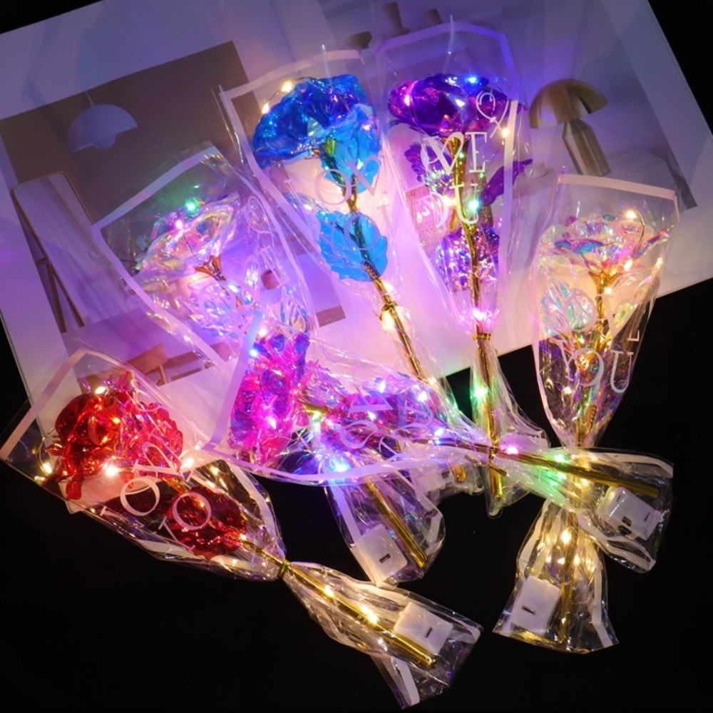 光る金箔のバラの花LEDライト写真撮影用小道具模擬バラの花束 - Photography Lighting Simulation のレビューと価格