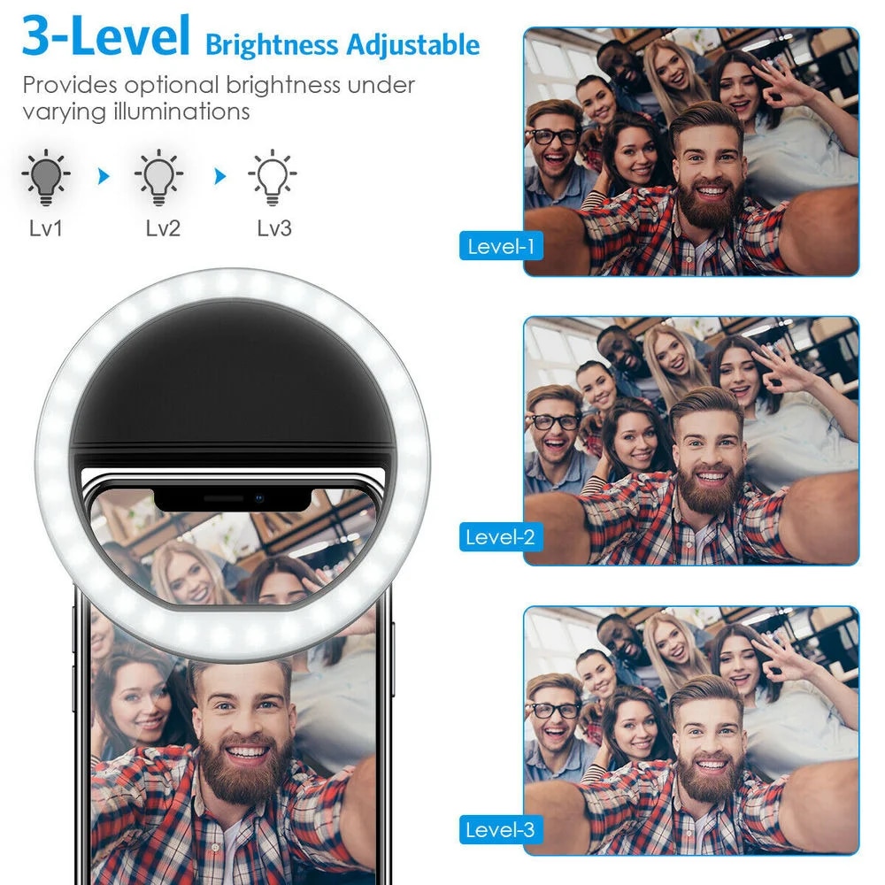 USB充電式LEDリングライト,電話クリップ,写真,ビデオ, - Photography Lighting Studio のレビューと価格