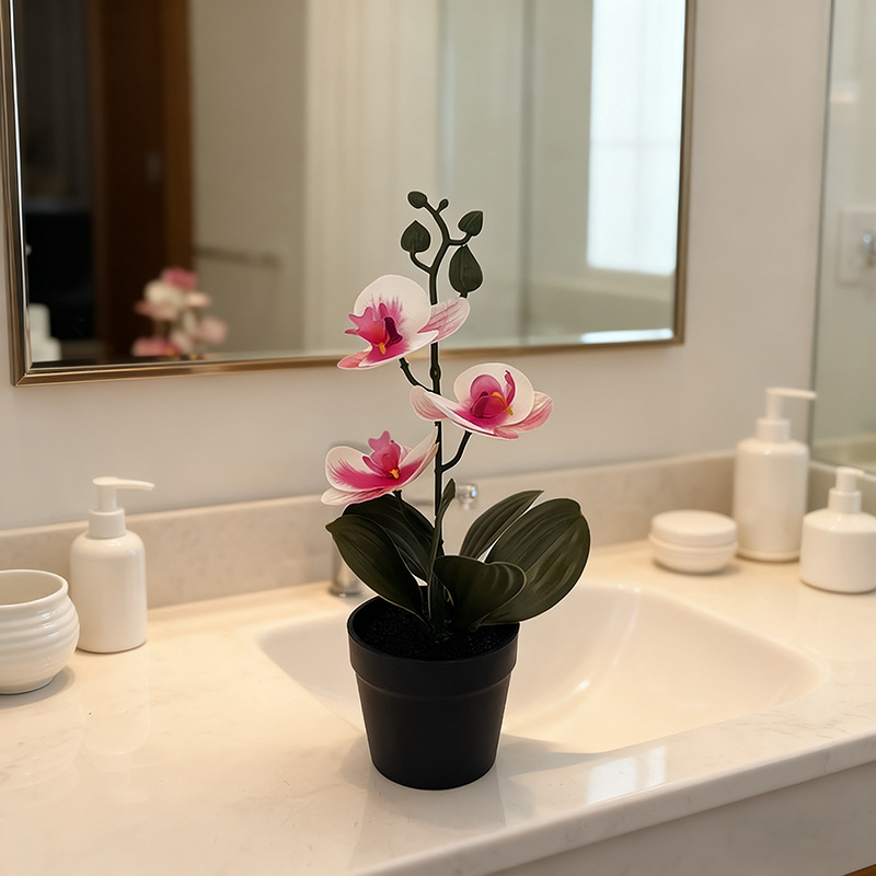 軽量高級黒粘土鉢、蝶蘭模造品、屋内結婚式撮影、造花3本、緑の - Photography Lighting Simulation のレビューと価格