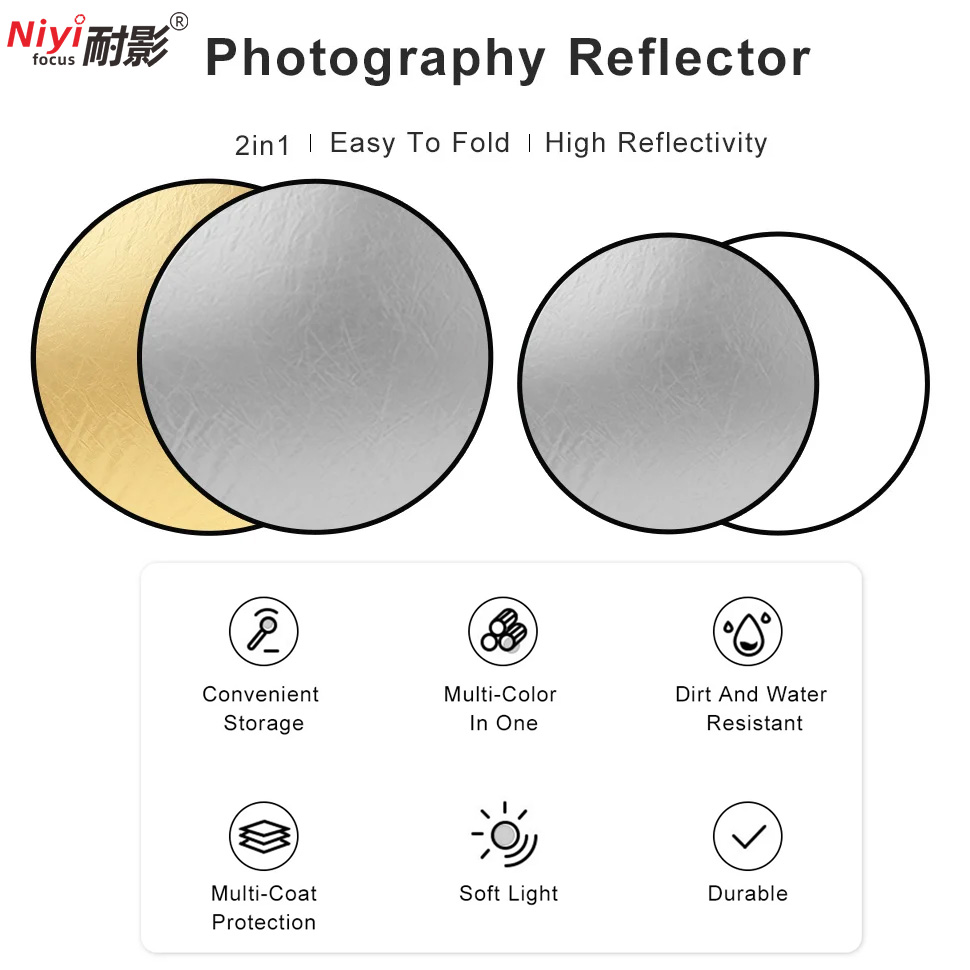 2in1 ラウンドポータブルリフレクター 30cm 60cm - Photography Lighting Diffuser のレビューと価格