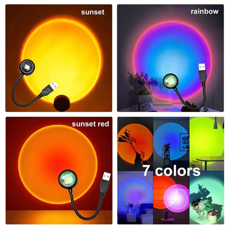 1-4 個のサンセットランプ LED レインボーネオンナイト - Photography Lighting Home のレビューと価格