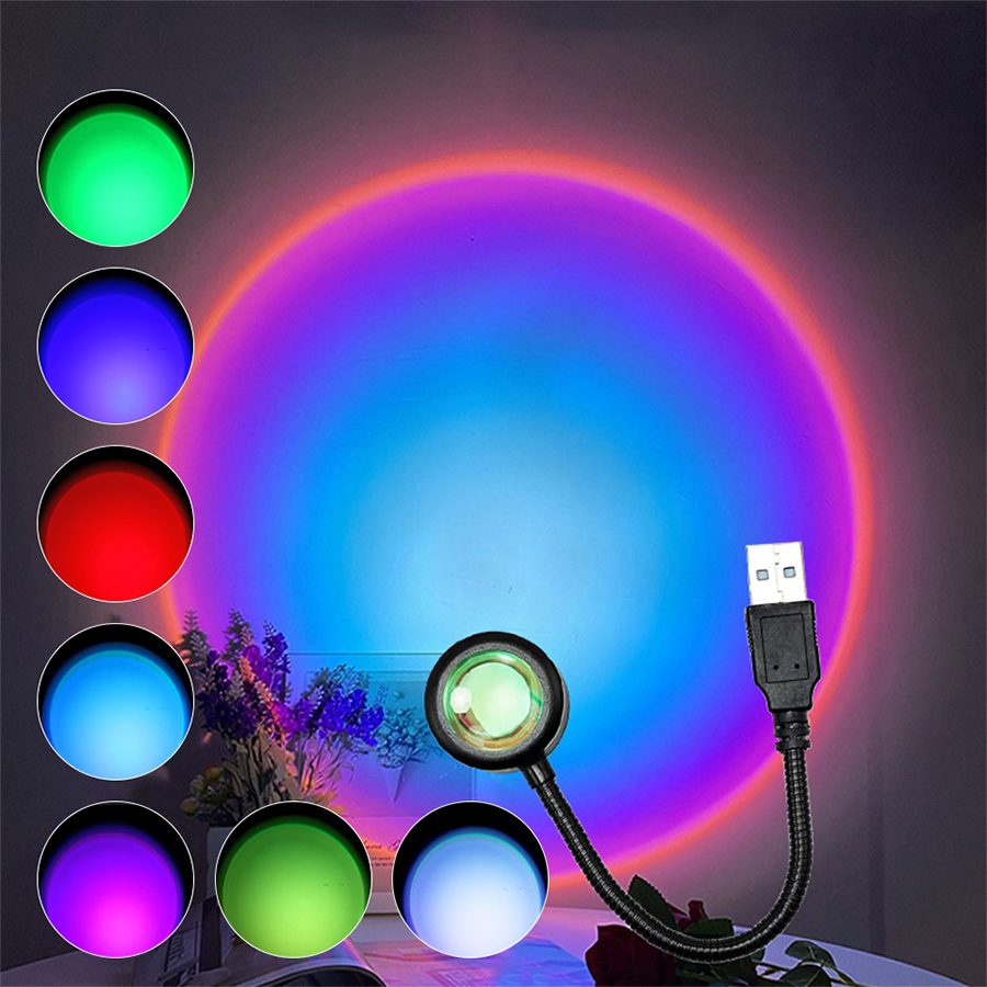 USB LEDサンセットランププロジェクターナイトライトゴー - Photography Lighting Home のレビューと価格