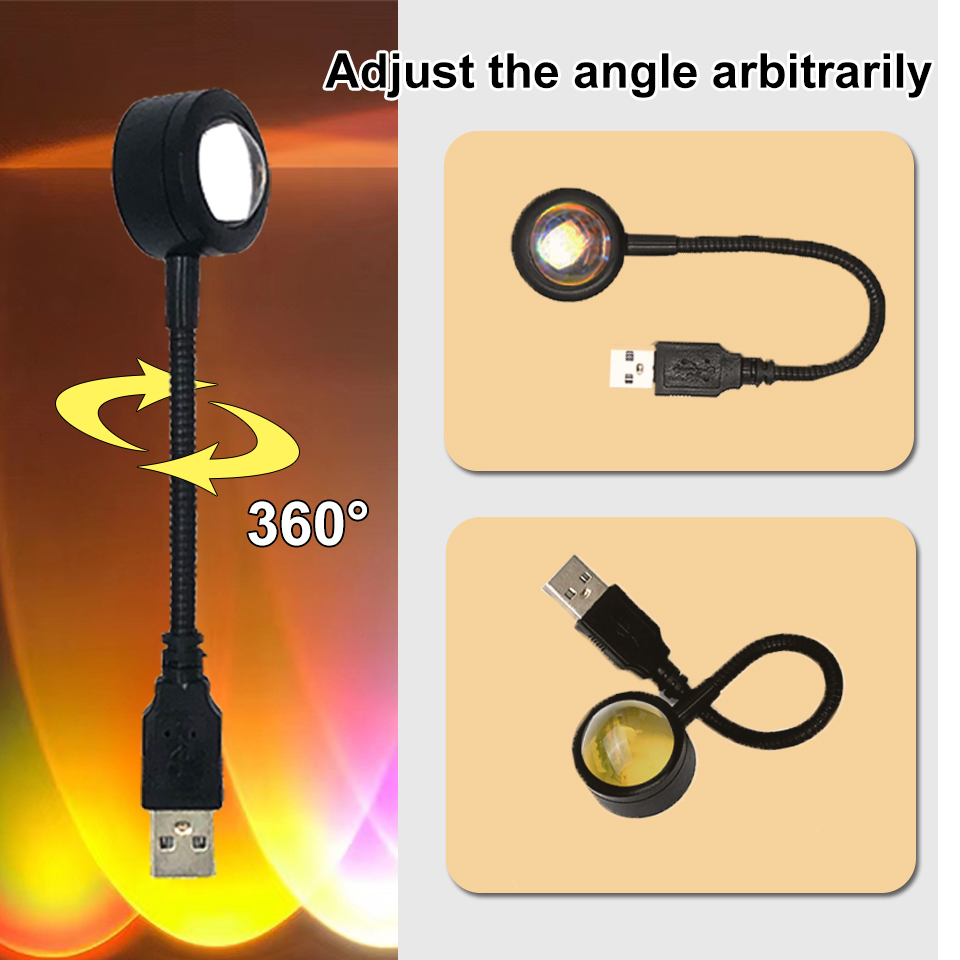 1x USB サンセットランプ LED レインボーネオンナイ - Photography Lighting Home のレビューと価格