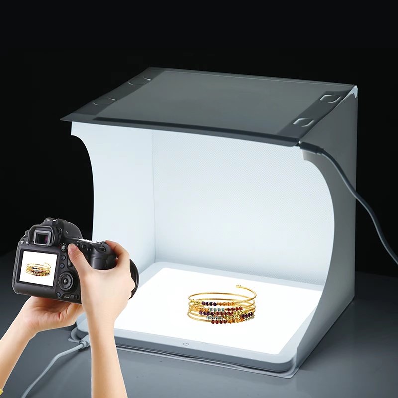 20cmポータブルフォトボックス写真撮影用折りたたみ式LED - Photography Lighting Setup のレビューと価格