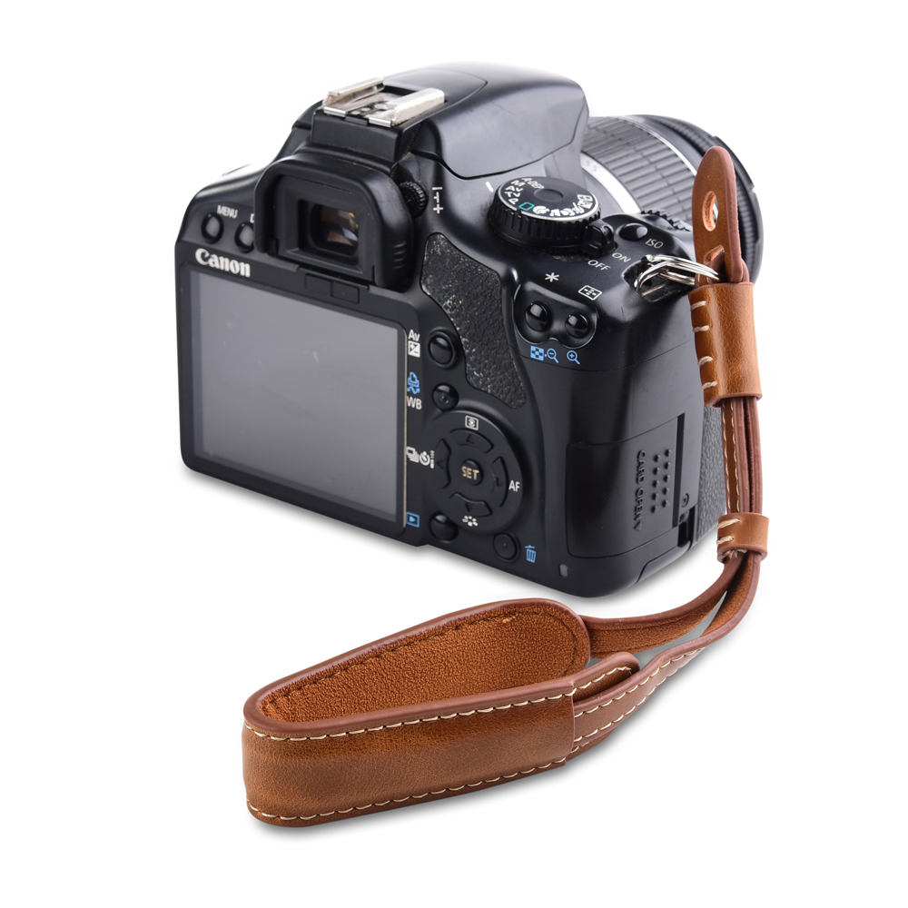 カメラ革ハンドグリップ金属リングリストストラップキヤノン E - Nikon Camera D3500 のレビューと価格
