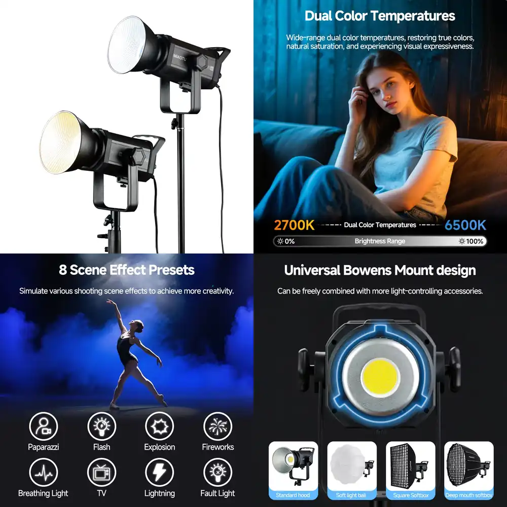 MiaoTu高出力撮影ライト 300w 200w 150w  - Photography Lighting Direction のレビューと価格