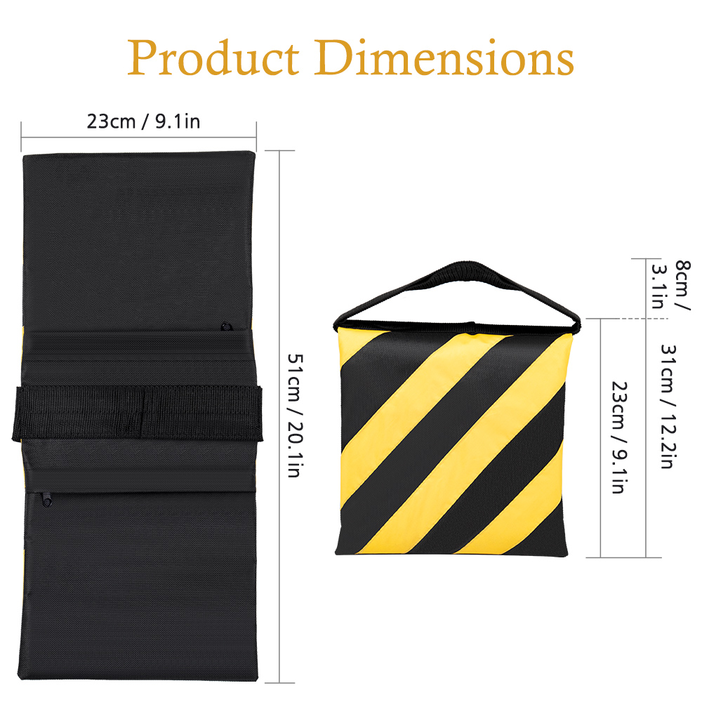 SH ブラックとイエローのストライプ柄写真撮影用サンドバッグ - Light Stand Sandbag のレビューと価格